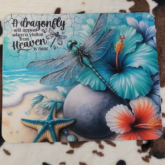 Dragonfly Heaven Quote Non Slip Custom Mouse Pad - Picture 1 of 6